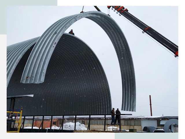 Полукруглые ангары в Королёве